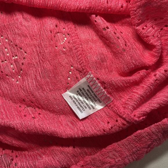 French Laundry Plus Size 2X Pink V Neck Short Ruffle Sleeve Blouse Embroidered - Picture 8 of 11